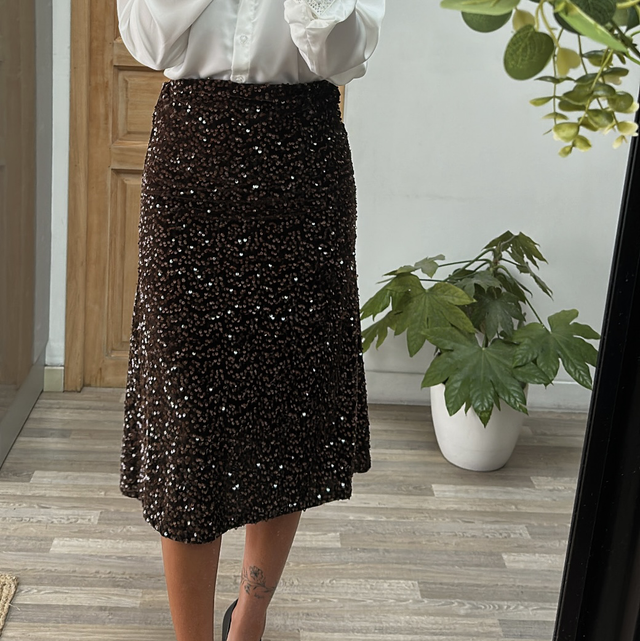 Jupe sequins choco 
