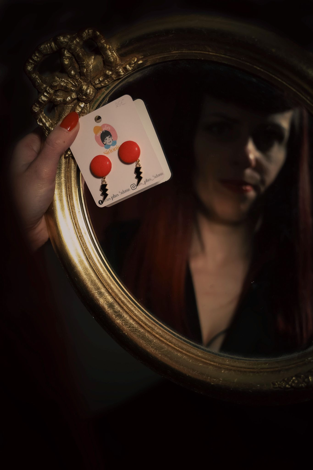 Mini Sidonie rouge breloque éclair noir