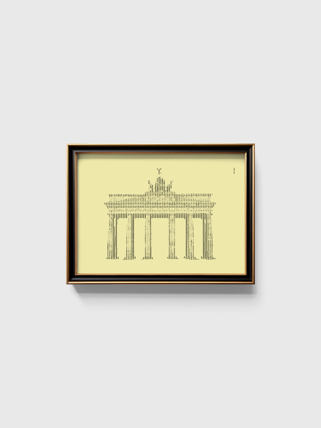 A3 Schreibmaschinenbild Brandenburger Tor in Schwarz auf Elfenbein