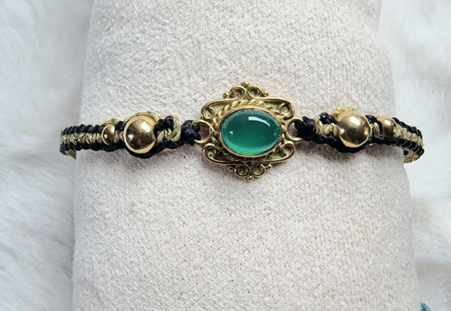 Bracelet macramé doré vert