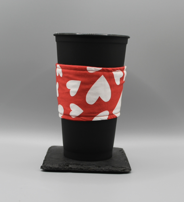 Red with white hearts cup cozy