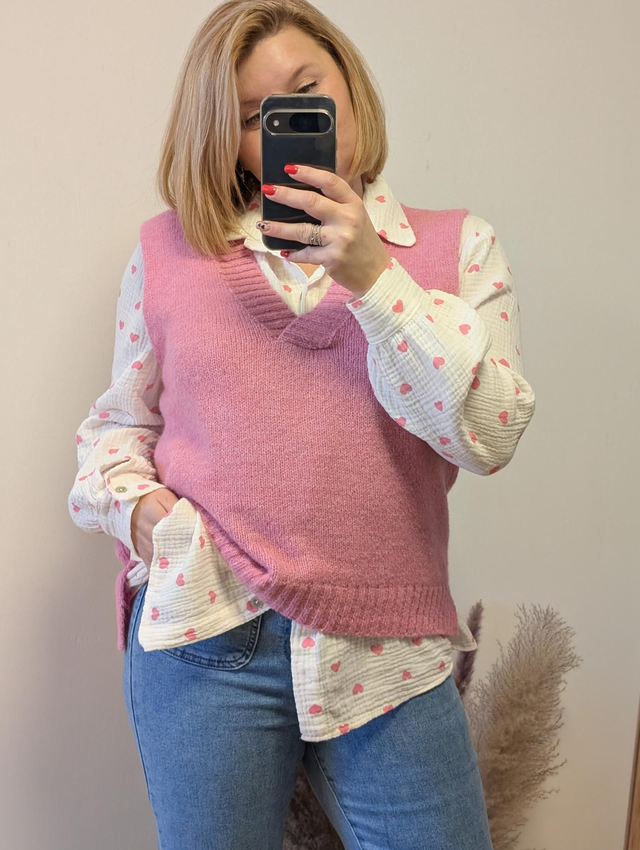 Pull sans manches Giulia rose