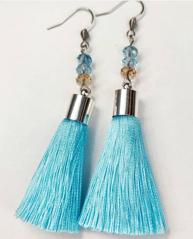 Boucles d'oreilles Pompon soie 