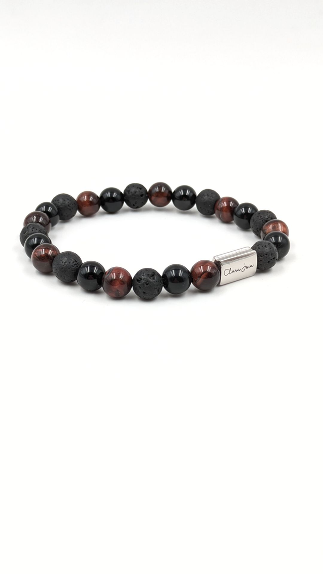 Bracelet Homme Clara Joia Oeil de Taureau Onyx Pierre de Lave