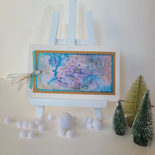 Grande carte Village de Noël,  avec accroche au dos