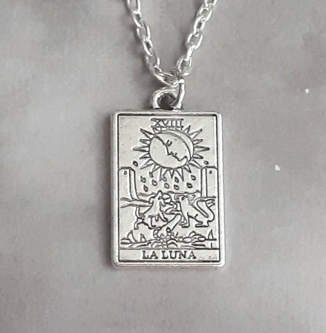 The Moon Metal Tarot Card Necklace