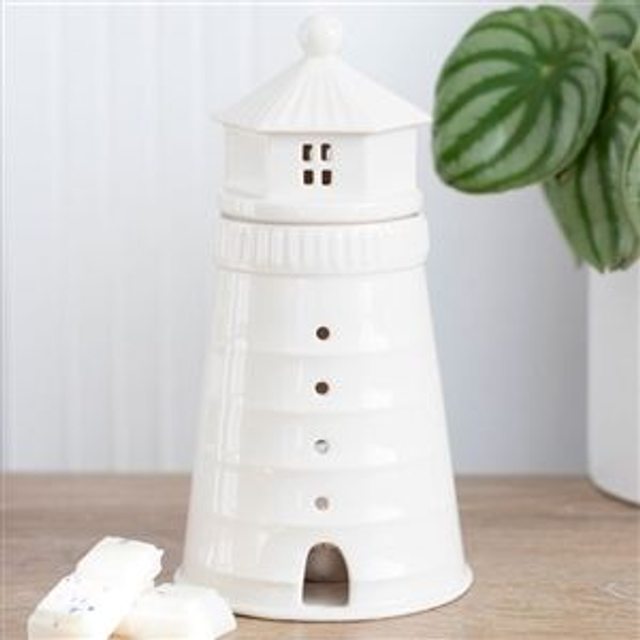 White Ceramic Light House Wax Warmer