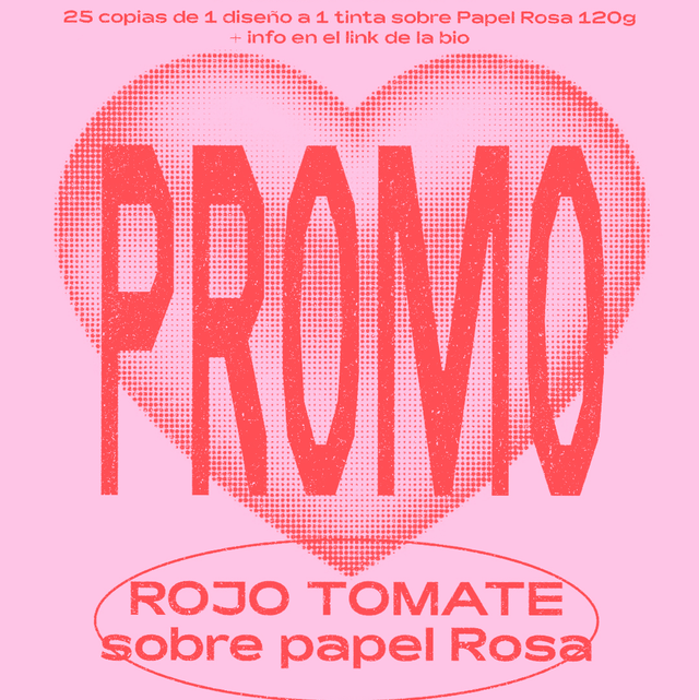 PROMO FEBRERO – ROJO TOMATE SOBRE PAPEL ROSA PASTEL