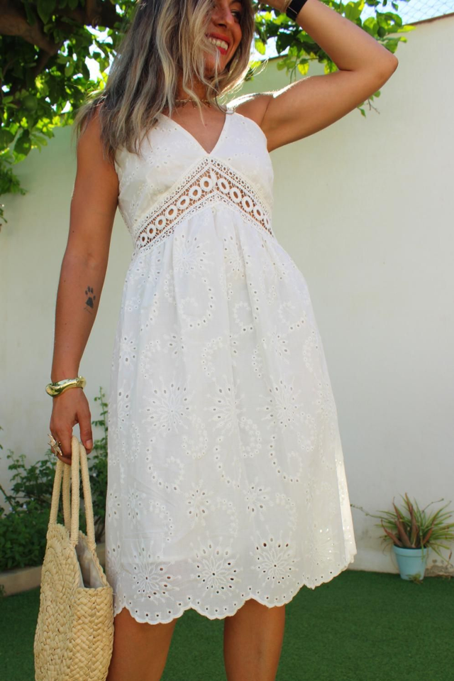Vestido Troquelado Blanco