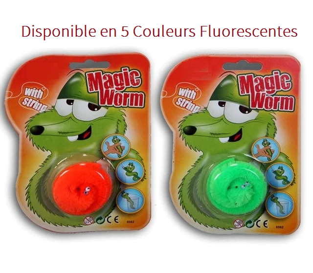 Ver de terre magique / Chenille magique Wizz disponible en 5 couleurs fluorescentes