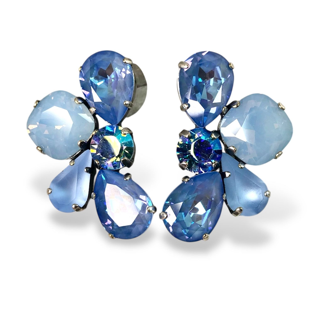 Ohrstecker BLÜTE XL Blau Opal Mix