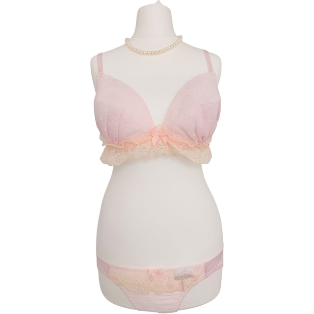 Pink polka dot Japanese Bra + Underwear Set UK 32DD  