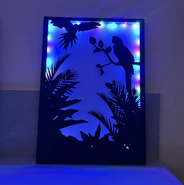 Cadre lumineux perroquets 