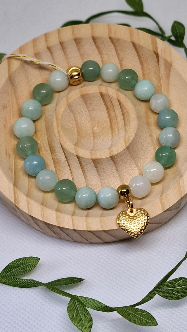 Bracelet Amazonite et Aventurine verte en 0,8 cm 