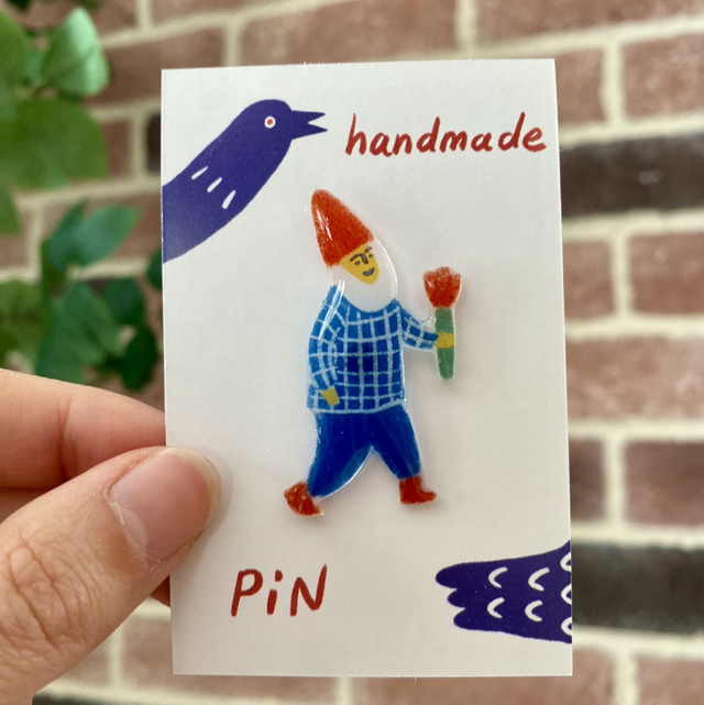Handmade garden gnome Pin