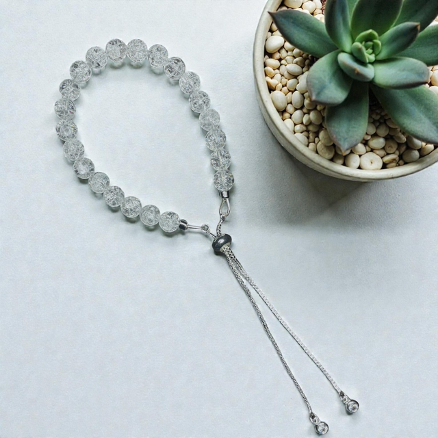 Crackle quartz adjustable bracelet 