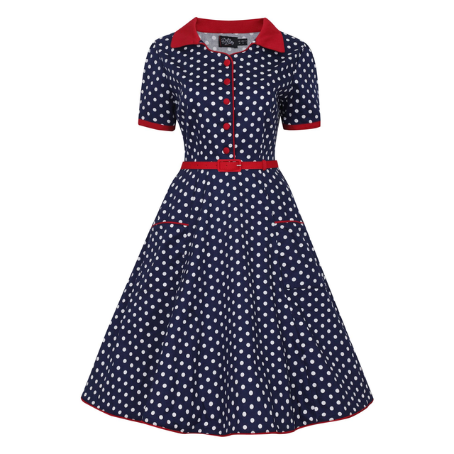 Penelope Shirt Dress Blue Polka Dot 
