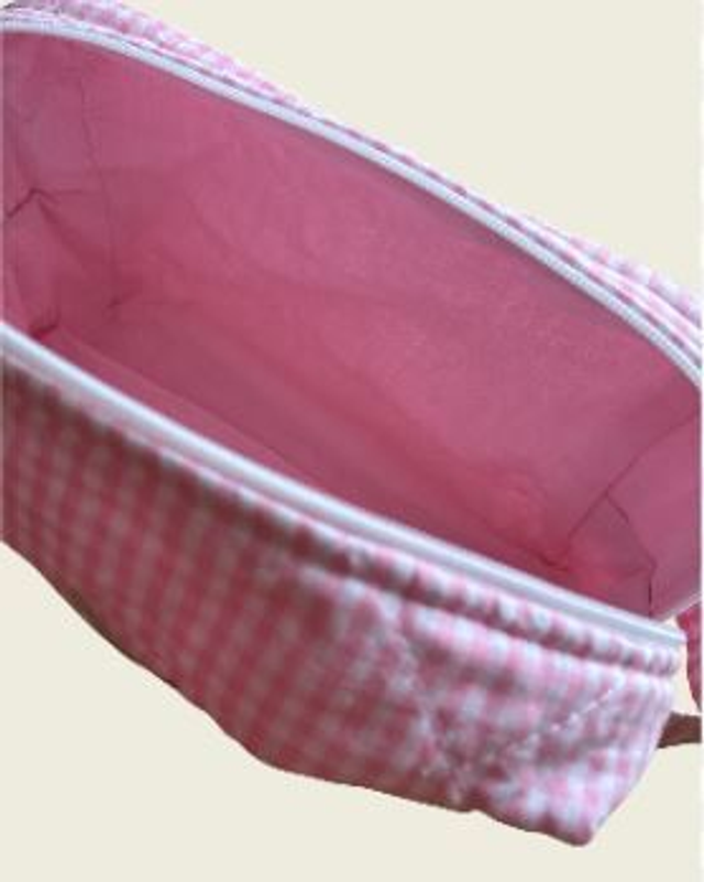 Trousse de toilette matelassée vichy, élégante, pratique et faite main