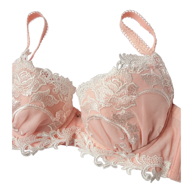 Pink + white intricate embroidered Japanese Bra UK 30A