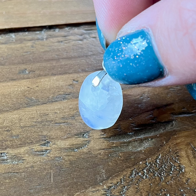 Pendentif en Péristérite et bélière en acier inoxydable