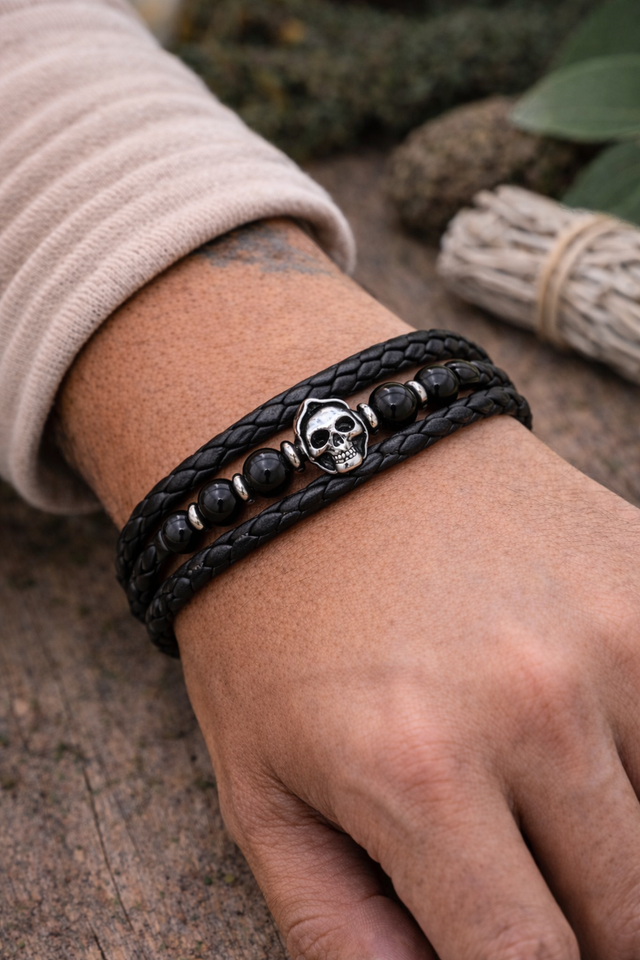 Bracelet cuir "Ghost" - Onyx Noir