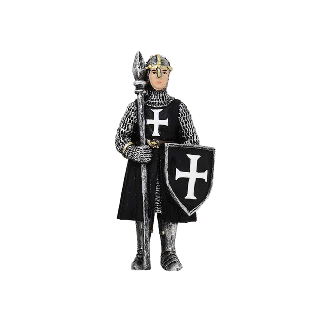 Chevalier noir lance à gauche et bouclier à droite