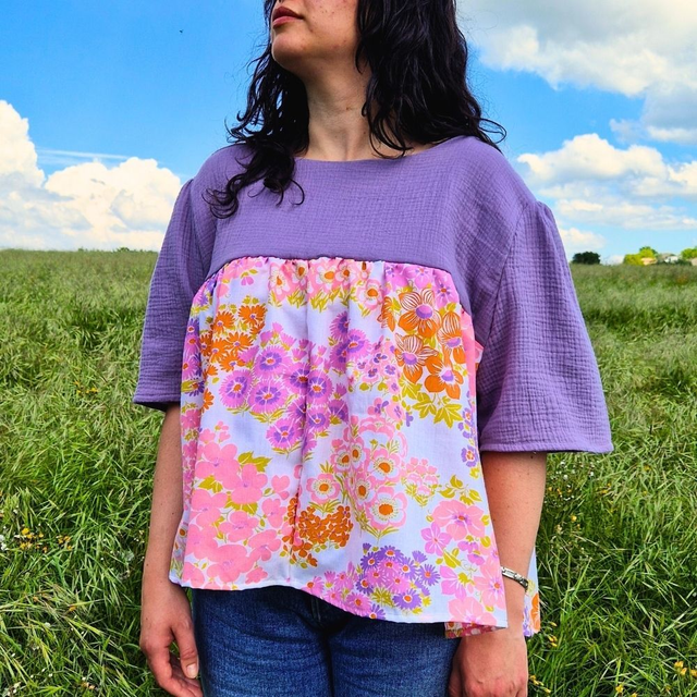 Blouse upcyclée Paule – Taille XXL