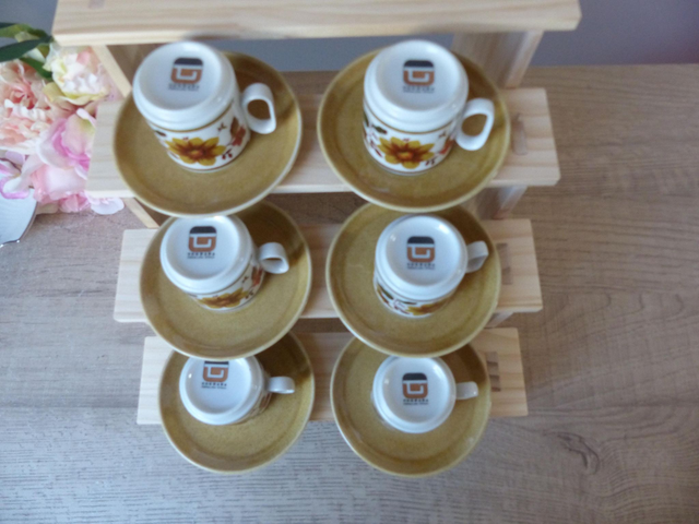 Service à café expresso Tognana vintage 1970 – 6 tasses + soucoupes en céramique italienne décor floral