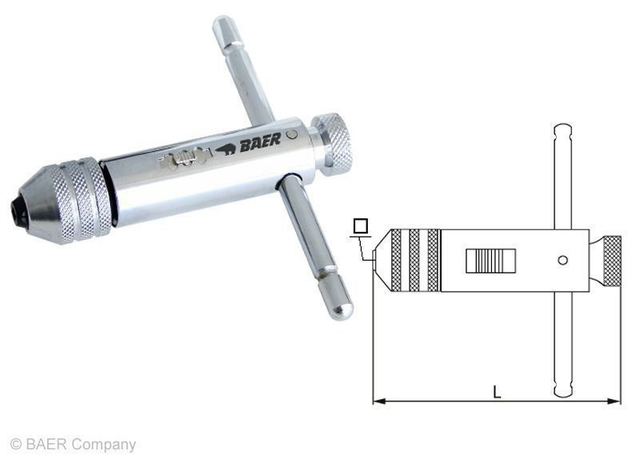 BAER Werkzeughalter kurz mit Knarre M 3-10 | 1/8-3/8