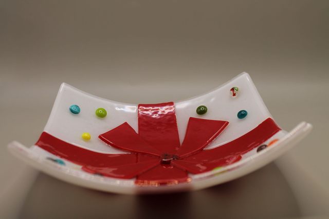 8" Square Christmas Present Design Treat Dish