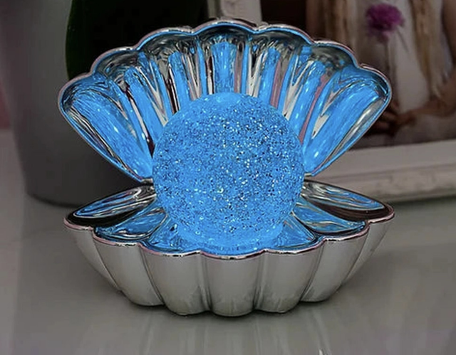 Sense Aroma Colour Changing Glitter Clam & Pearl Mood LED Light Lamp silver