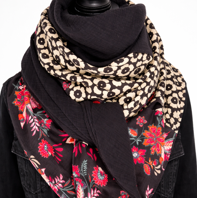Foulard triangle — Noir Signature &amp; Mix Floral