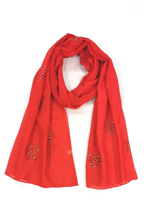 *FOULARD ROUGE ARBRE DE VIE 