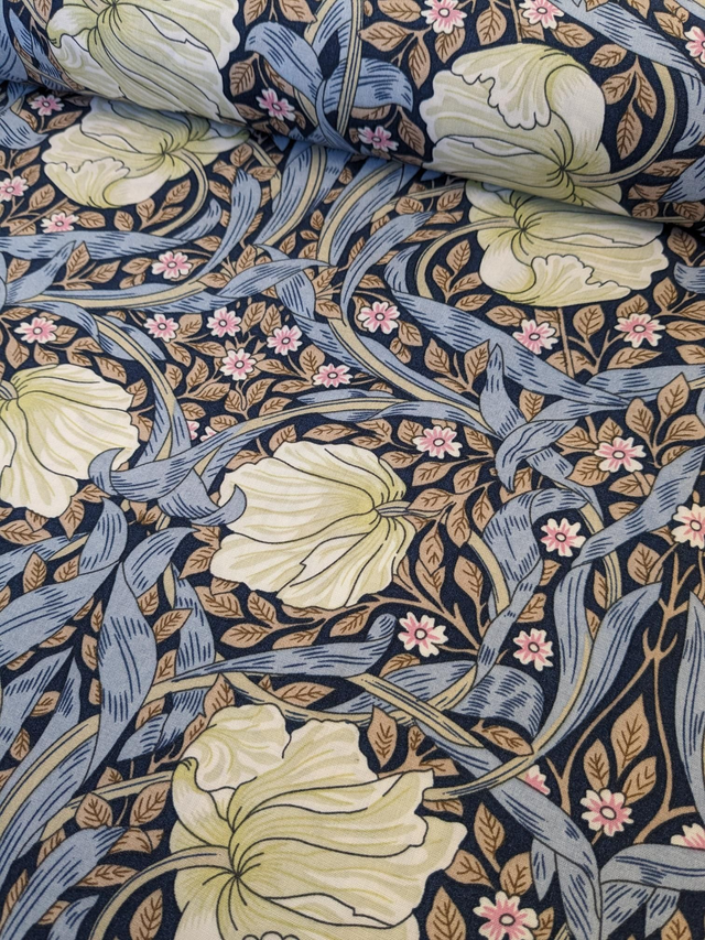 Viscose in Blue with William Morris Type Design