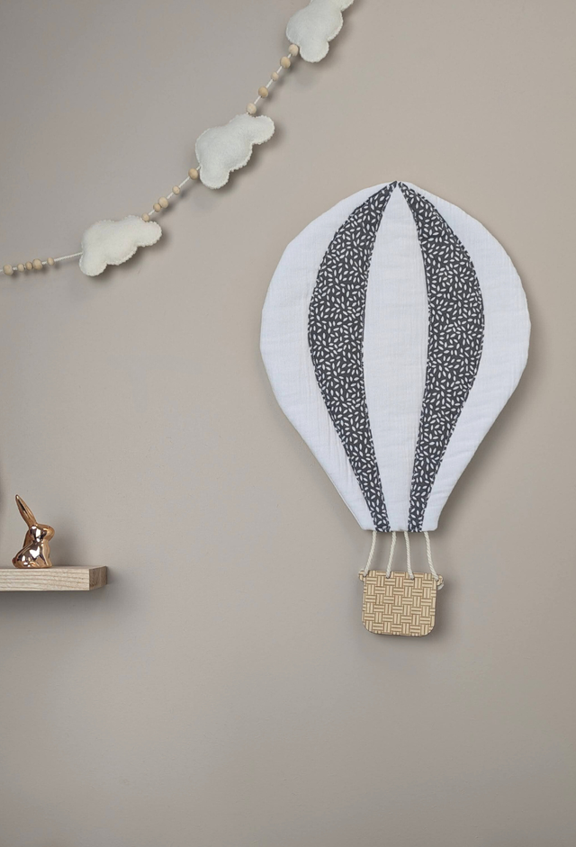 Décoration montgolfière - blanche et grise