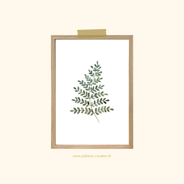 Affiche aquarelle A5 - Fougère