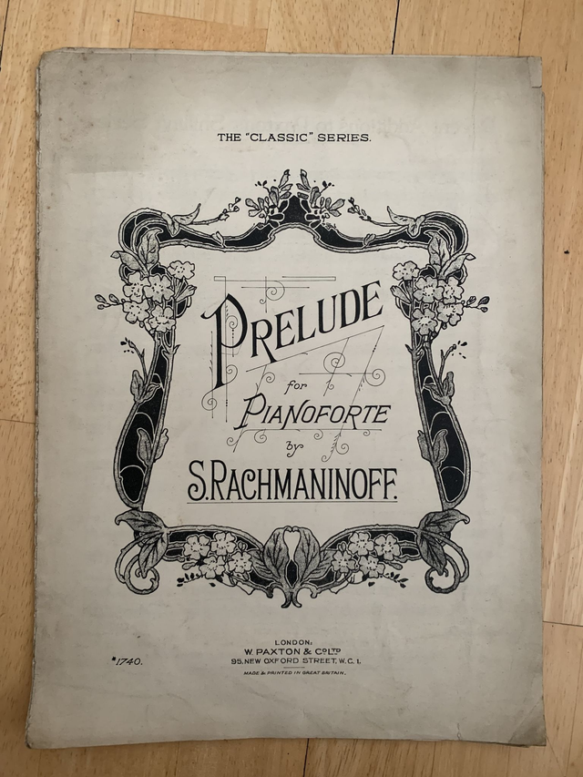Prelude for Piano S. Rachmaninoff Antique Sheet Music