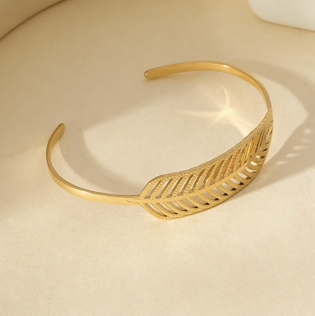 Bracelet jonc feuille raffiné 