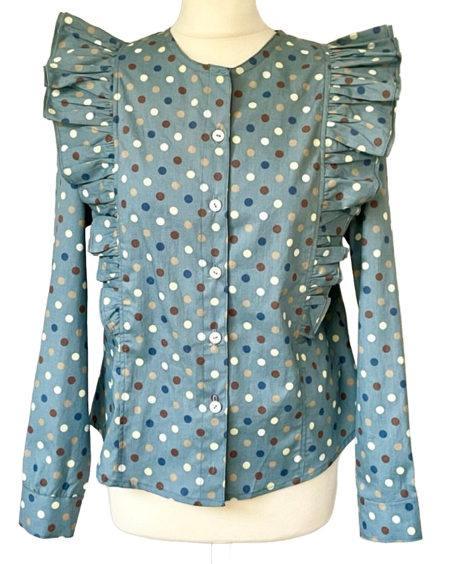 Chemisier bleu à pois - taille 40 (fr)