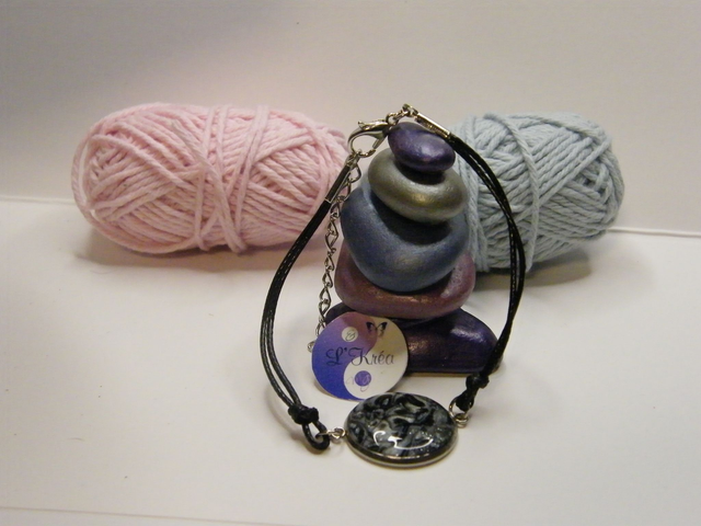 Cabochon Noir/Gris/Blanc