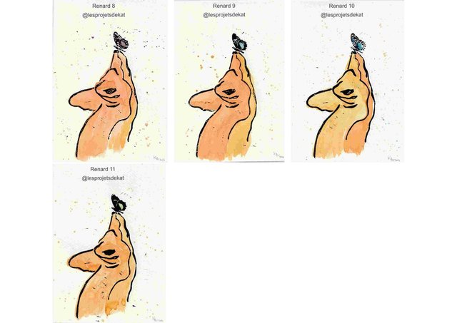 Renard - Linogravure & Aquarelle