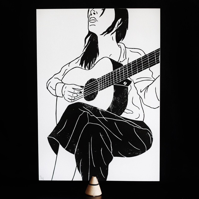 Linogravure A4 Guitariste (Hayley Williams)
