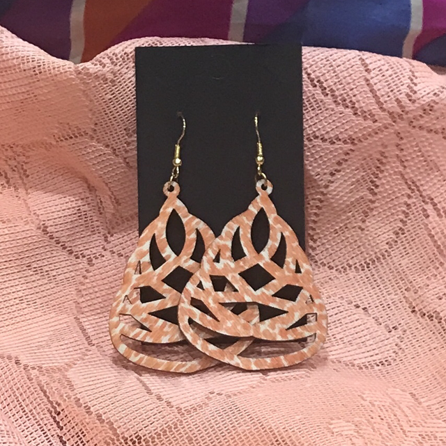 Orange Wood Dangling Earrings- SWDE20