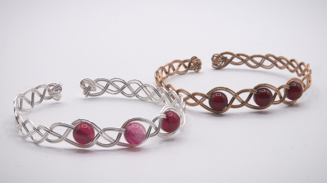 Bracelet tressé 3 agates roses