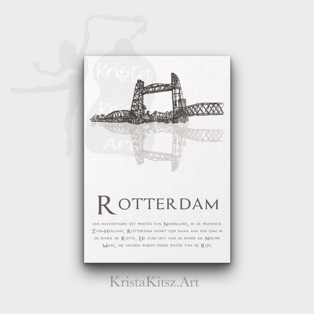 De Hef tekst Rotterdam Havenstad tekening |  A5 of A4 formaat | pen tekening | Rechtopstaand