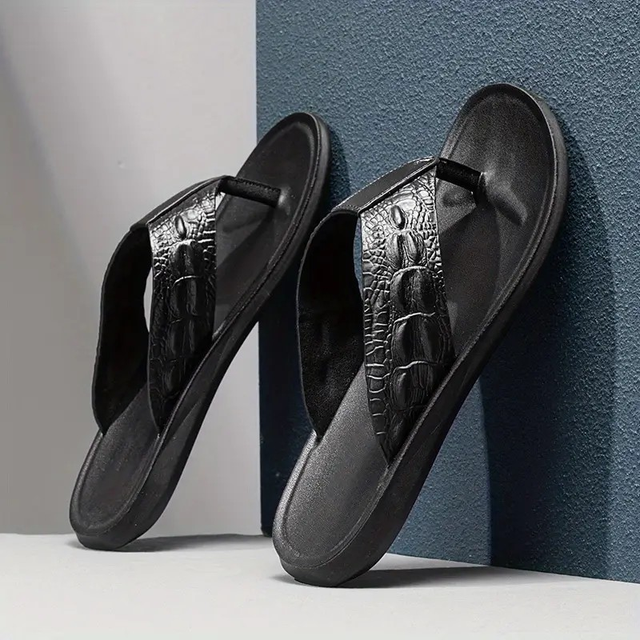 Men's Stylish Black Flip-Flops