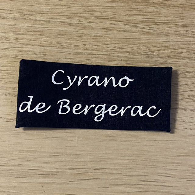 Prénom + Nom sur tissu bleu à coudre