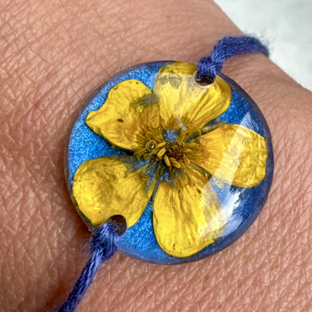 Bracelet Cabochon fleur jaune 