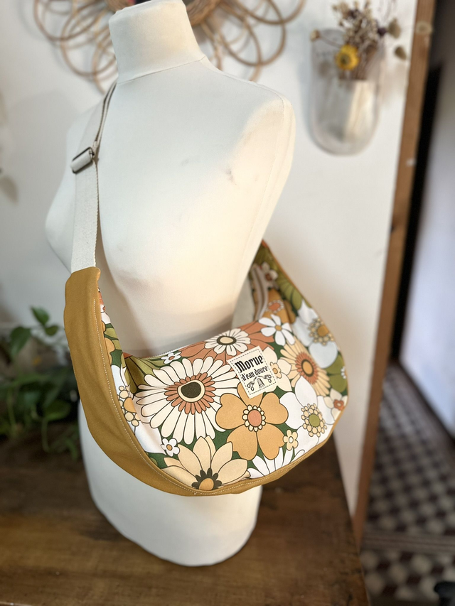 sac banoulière retro caravane moutarde vert 