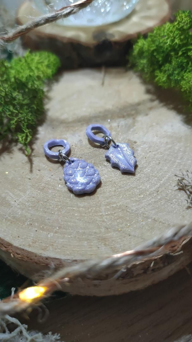 Marqueur Pomme de pin paillettée lot de 2 mauve